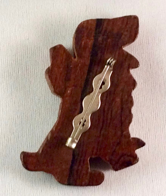 BB5 carved wood dog pin